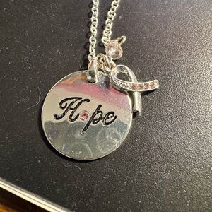 Silver Hope Pendant Necklace 10”
